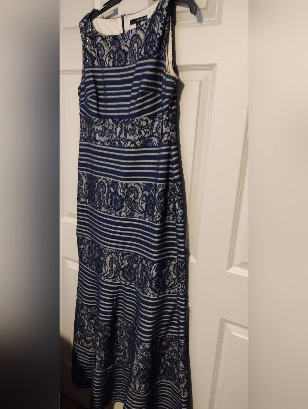 Navy And Nude Evening Gown Sz 14